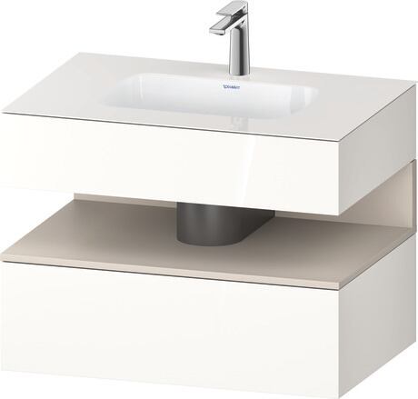 Built-in basin with console vanity unit, QA4785091220000 Front: taupe Matt, Decor, Corpus: White High Gloss, Decor, Console: White High Gloss, Lacquer