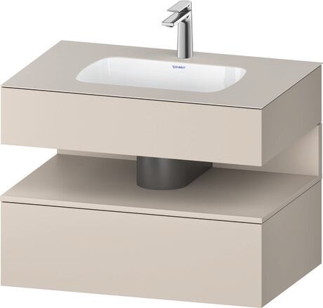 Built-in basin with console vanity unit, QA4785091916010 Front: taupe Matt, Decor, Corpus: taupe Matt, Decor, Console: taupe Matt, Lacquer, Niche lighting Integrated