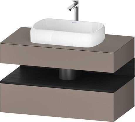 Console vanity unit wall-mounted, QA4731016436010 Front: Basalte Matt, Decor, Corpus: Basalte Matt, Decor, Console: Basalte Matt, Lacquer, Niche lighting Integrated