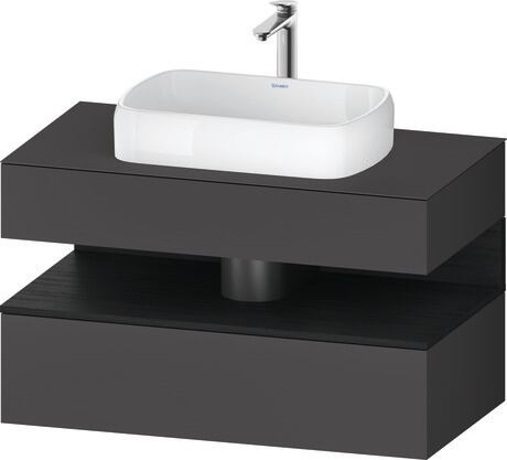 Console vanity unit wall-mounted, QA4731016496010 Front: Graphite Matt, Decor, Corpus: Graphite Matt, Decor, Console: Graphite Matt, Lacquer, Niche lighting Integrated