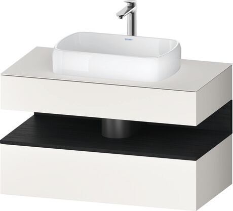 Console vanity unit wall-mounted, QA4731016846010 Front: White Super Matt, Decor, Corpus: White Super Matt, Decor, Console: White Super Matt, Lacquer, Niche lighting Integrated