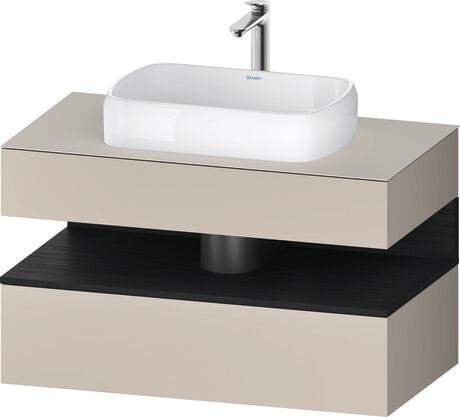 Console vanity unit wall-mounted, QA4731016916010 Front: taupe Matt, Decor, Corpus: taupe Matt, Decor, Console: taupe Matt, Lacquer, Niche lighting Integrated