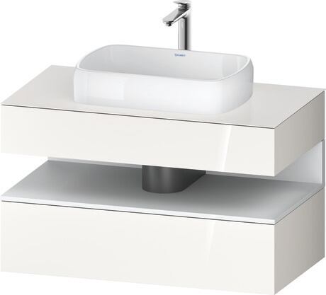 Mueble bajo lavabo para encimera, QA4731018220000 Frente: Blanco Brillante, Decoración, Cuerpo: Blanco Brillante, Decoración, Encimera: Blanco Brillante, Lacado
