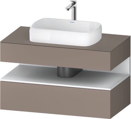 Console vanity unit wall-mounted, QA4731018436010 Front: Basalte Matt, Decor, Corpus: Basalte Matt, Decor, Console: Basalte Matt, Lacquer, Niche lighting Integrated