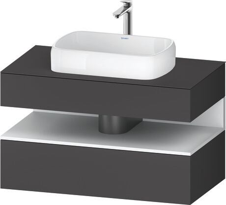 Console vanity unit wall-mounted, QA4731018496010 Front: Graphite Matt, Decor, Corpus: Graphite Matt, Decor, Console: Graphite Matt, Lacquer, Niche lighting Integrated