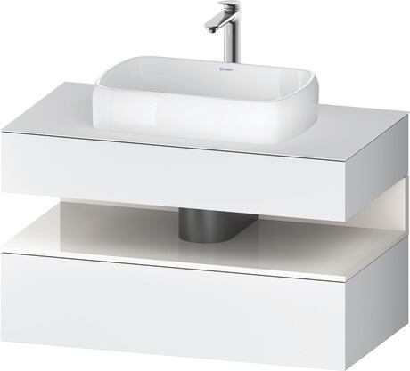 Console vanity unit wall-mounted, QA4731022186010 Front: White Matt, Decor, Corpus: White Matt, Decor, Console: White Matt, Lacquer, Niche lighting Integrated