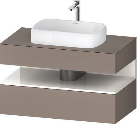 Console vanity unit wall-mounted, QA4731022436010 Front: Basalte Matt, Decor, Corpus: Basalte Matt, Decor, Console: Basalte Matt, Lacquer, Niche lighting Integrated