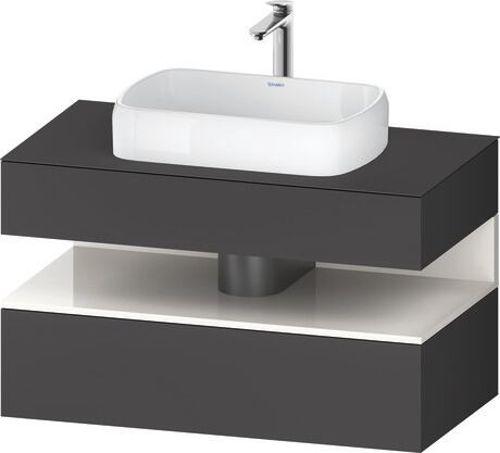 Console vanity unit wall-mounted, QA4731022496010 Front: Graphite Matt, Decor, Corpus: Graphite Matt, Decor, Console: Graphite Matt, Lacquer, Niche lighting Integrated