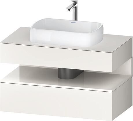 Console vanity unit wall-mounted, QA4731022846010 Front: White Super Matt, Decor, Corpus: White Super Matt, Decor, Console: White Super Matt, Lacquer, Niche lighting Integrated