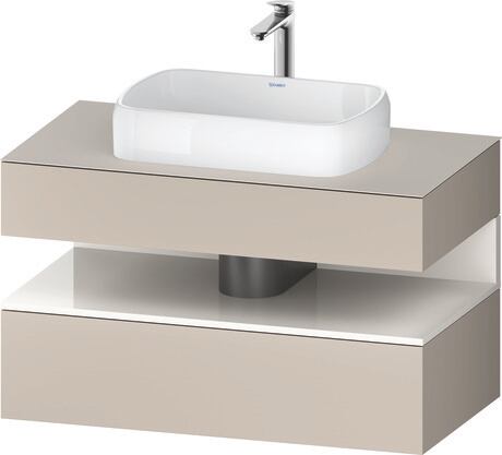 Console vanity unit wall-mounted, QA4731022916010 Front: taupe Matt, Decor, Corpus: taupe Matt, Decor, Console: taupe Matt, Lacquer, Niche lighting Integrated