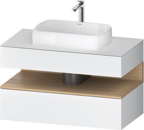 Console vanity unit wall-mounted, QA4731030186010 Front: White Matt, Decor, Corpus: White Matt, Decor, Console: White Matt, Lacquer, Niche lighting Integrated
