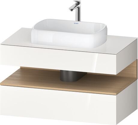Console vanity unit wall-mounted, QA4731030226010 Front: White High Gloss, Decor, Corpus: White High Gloss, Decor, Console: White High Gloss, Lacquer, Niche lighting Integrated