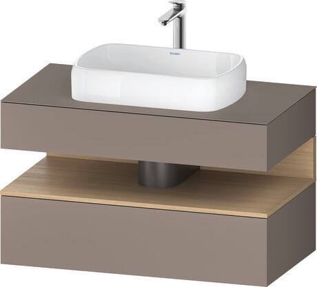 Console vanity unit wall-mounted, QA4731030436010 Front: Basalte Matt, Decor, Corpus: Basalte Matt, Decor, Console: Basalte Matt, Lacquer, Niche lighting Integrated