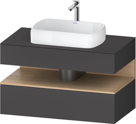 Console vanity unit wall-mounted, QA4731030496010 Front: Graphite Matt, Decor, Corpus: Graphite Matt, Decor, Console: Graphite Matt, Lacquer, Niche lighting Integrated