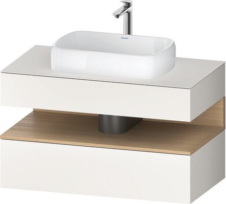 Console vanity unit wall-mounted, QA4731030846010 Front: White Super Matt, Decor, Corpus: White Super Matt, Decor, Console: White Super Matt, Lacquer, Niche lighting Integrated