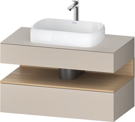 Console vanity unit wall-mounted, QA4731030916010 Front: taupe Matt, Decor, Corpus: taupe Matt, Decor, Console: taupe Matt, Lacquer, Niche lighting Integrated
