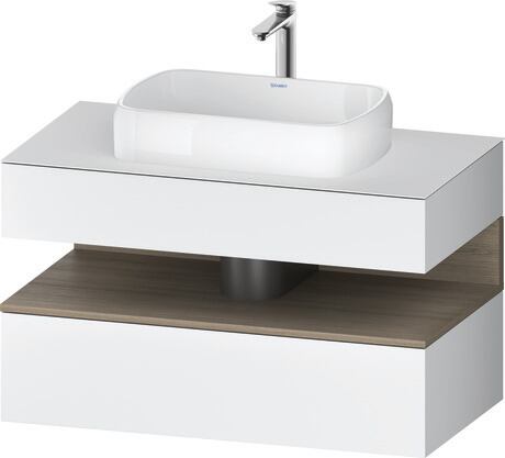 Console vanity unit wall-mounted, QA4731035186010 Front: White Matt, Decor, Corpus: White Matt, Decor, Console: White Matt, Lacquer, Niche lighting Integrated