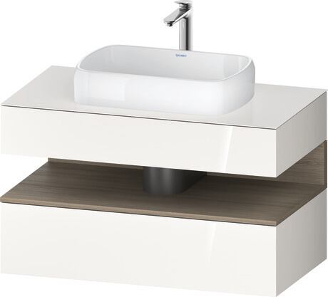 Console vanity unit wall-mounted, QA4731035226010 Front: White High Gloss, Decor, Corpus: White High Gloss, Decor, Console: White High Gloss, Lacquer, Niche lighting Integrated