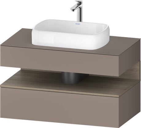 Console vanity unit wall-mounted, QA4731035436010 Front: Basalte Matt, Decor, Corpus: Basalte Matt, Decor, Console: Basalte Matt, Lacquer, Niche lighting Integrated