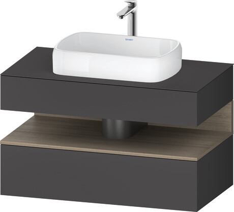 Console vanity unit wall-mounted, QA4731035496010 Front: Graphite Matt, Decor, Corpus: Graphite Matt, Decor, Console: Graphite Matt, Lacquer, Niche lighting Integrated