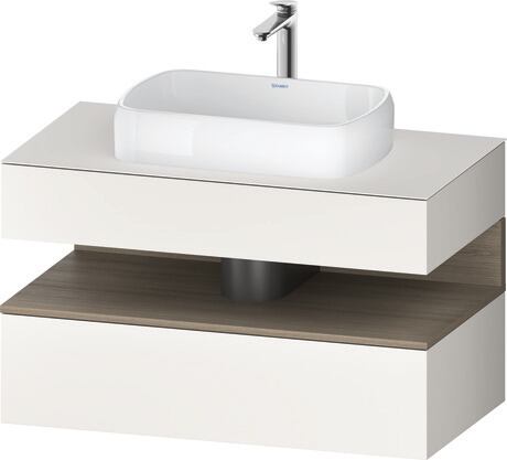 Console vanity unit wall-mounted, QA4731035846010 Front: White Super Matt, Decor, Corpus: White Super Matt, Decor, Console: White Super Matt, Lacquer, Niche lighting Integrated
