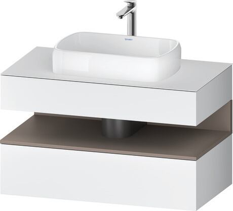 Console vanity unit wall-mounted, QA4731043186010 Front: White Matt, Decor, Corpus: White Matt, Decor, Console: White Matt, Lacquer, Niche lighting Integrated