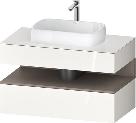 Console vanity unit wall-mounted, QA4731043226010 Front: White High Gloss, Decor, Corpus: White High Gloss, Decor, Console: White High Gloss, Lacquer, Niche lighting Integrated