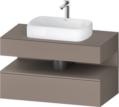 Console vanity unit wall-mounted, QA4731043436010 Front: Basalte Matt, Decor, Corpus: Basalte Matt, Decor, Console: Basalte Matt, Lacquer, Niche lighting Integrated