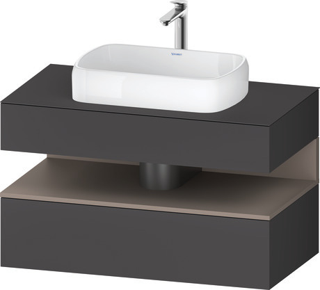 Console vanity unit wall-mounted, QA4731043496010 Front: Graphite Matt, Decor, Corpus: Graphite Matt, Decor, Console: Graphite Matt, Lacquer, Niche lighting Integrated