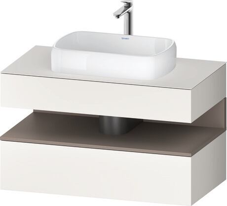 Console vanity unit wall-mounted, QA4731043846010 Front: White Super Matt, Decor, Corpus: White Super Matt, Decor, Console: White Super Matt, Lacquer, Niche lighting Integrated
