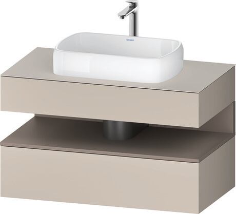 Console vanity unit wall-mounted, QA4731043916010 Front: taupe Matt, Decor, Corpus: taupe Matt, Decor, Console: taupe Matt, Lacquer, Niche lighting Integrated