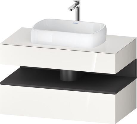 Console vanity unit wall-mounted, QA4731049226010 Front: White High Gloss, Decor, Corpus: White High Gloss, Decor, Console: White High Gloss, Lacquer, Niche lighting Integrated