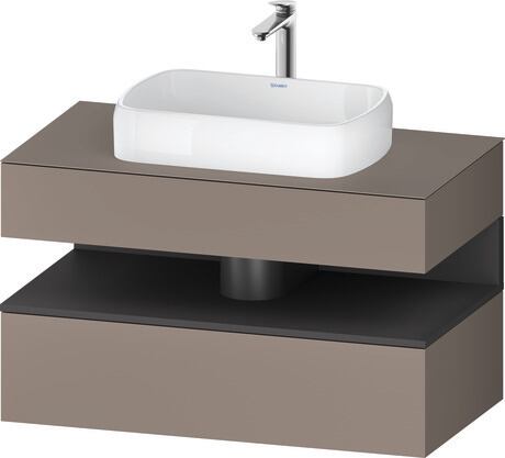 Console vanity unit wall-mounted, QA4731049436010 Front: Basalte Matt, Decor, Corpus: Basalte Matt, Decor, Console: Basalte Matt, Lacquer, Niche lighting Integrated