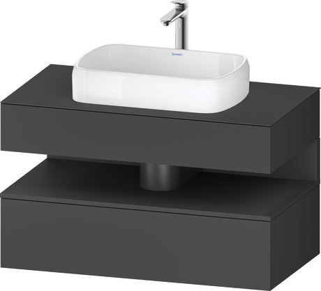 Console vanity unit wall-mounted, QA4731049496010 Front: Graphite Matt, Decor, Corpus: Graphite Matt, Decor, Console: Graphite Matt, Lacquer, Niche lighting Integrated