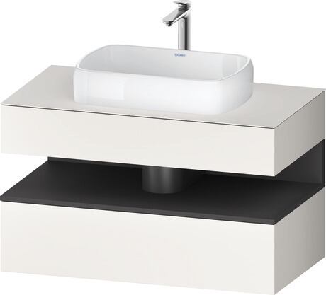 Console vanity unit wall-mounted, QA4731049846010 Front: White Super Matt, Decor, Corpus: White Super Matt, Decor, Console: White Super Matt, Lacquer, Niche lighting Integrated