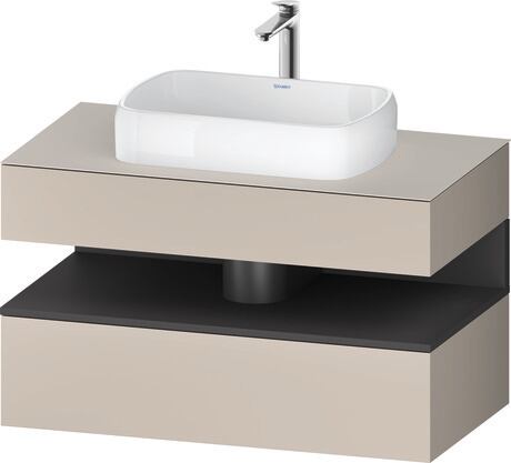 Console vanity unit wall-mounted, QA4731049916010 Front: taupe Matt, Decor, Corpus: taupe Matt, Decor, Console: taupe Matt, Lacquer, Niche lighting Integrated