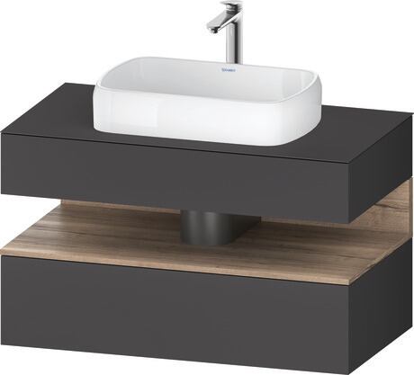 Console vanity unit wall-mounted, QA4731055496010 Front: Graphite Matt, Decor, Corpus: Graphite Matt, Decor, Console: Graphite Matt, Lacquer, Niche lighting Integrated