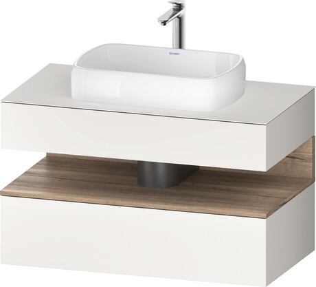 Console vanity unit wall-mounted, QA4731055846010 Front: White Super Matt, Decor, Corpus: White Super Matt, Decor, Console: White Super Matt, Lacquer, Niche lighting Integrated