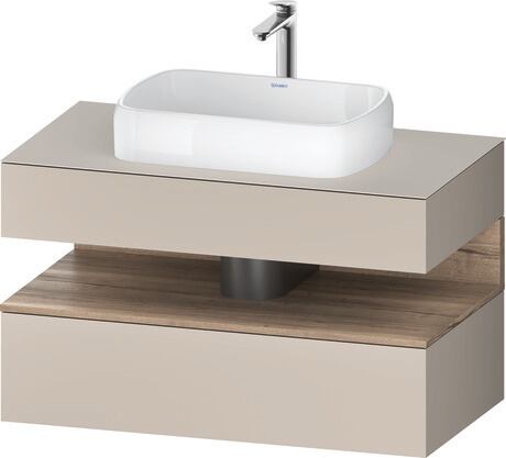Console vanity unit wall-mounted, QA4731055916010 Front: taupe Matt, Decor, Corpus: taupe Matt, Decor, Console: taupe Matt, Lacquer, Niche lighting Integrated