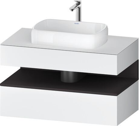 Console vanity unit wall-mounted, QA4731080186010 Front: White Matt, Decor, Corpus: White Matt, Decor, Console: White Matt, Lacquer, Niche lighting Integrated