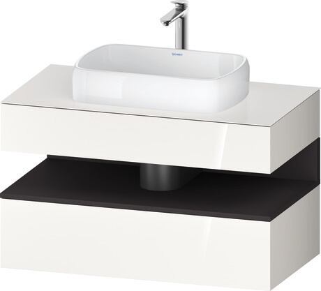 Console vanity unit wall-mounted, QA4731080226010 Front: White High Gloss, Decor, Corpus: White High Gloss, Decor, Console: White High Gloss, Lacquer, Niche lighting Integrated