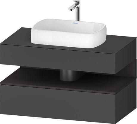 Console vanity unit wall-mounted, QA4731080496010 Front: Graphite Matt, Decor, Corpus: Graphite Matt, Decor, Console: Graphite Matt, Lacquer, Niche lighting Integrated