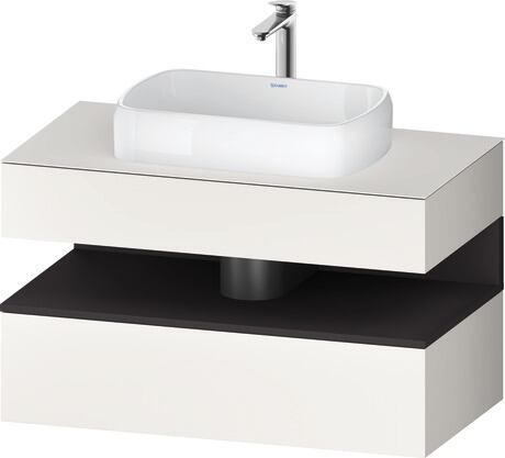 Console vanity unit wall-mounted, QA4731080846010 Front: White Super Matt, Decor, Corpus: White Super Matt, Decor, Console: White Super Matt, Lacquer, Niche lighting Integrated