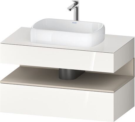 Console vanity unit wall-mounted, QA4731083226010 Front: White High Gloss, Decor, Corpus: White High Gloss, Decor, Console: White High Gloss, Lacquer, Niche lighting Integrated