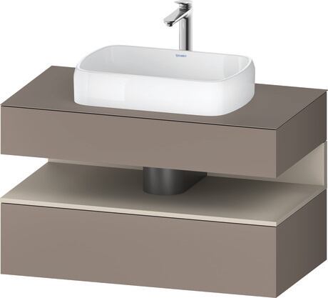 Console vanity unit wall-mounted, QA4731083436010 Front: Basalte Matt, Decor, Corpus: Basalte Matt, Decor, Console: Basalte Matt, Lacquer, Niche lighting Integrated