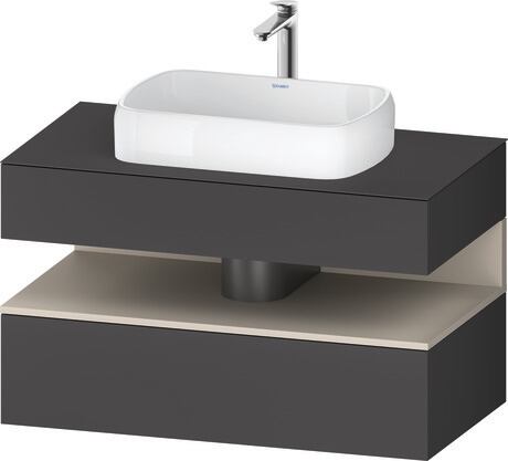 Console vanity unit wall-mounted, QA4731083496010 Front: Graphite Matt, Decor, Corpus: Graphite Matt, Decor, Console: Graphite Matt, Lacquer, Niche lighting Integrated