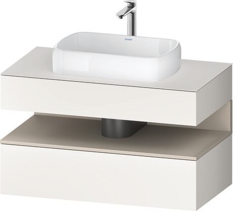 Console vanity unit wall-mounted, QA4731083846010 Front: White Super Matt, Decor, Corpus: White Super Matt, Decor, Console: White Super Matt, Lacquer, Niche lighting Integrated