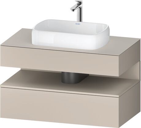 Console vanity unit wall-mounted, QA4731083916010 Front: taupe Matt, Decor, Corpus: taupe Matt, Decor, Console: taupe Matt, Lacquer, Niche lighting Integrated