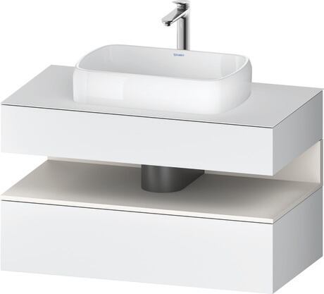 Console vanity unit wall-mounted, QA4731084186010 Front: White Matt, Decor, Corpus: White Matt, Decor, Console: White Matt, Lacquer, Niche lighting Integrated