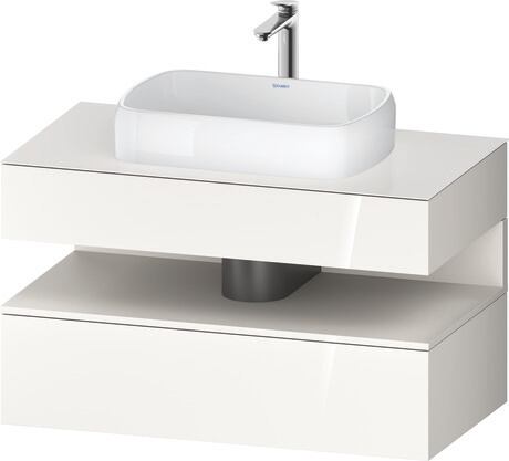 Console vanity unit wall-mounted, QA4731084226010 Front: White High Gloss, Decor, Corpus: White High Gloss, Decor, Console: White High Gloss, Lacquer, Niche lighting Integrated